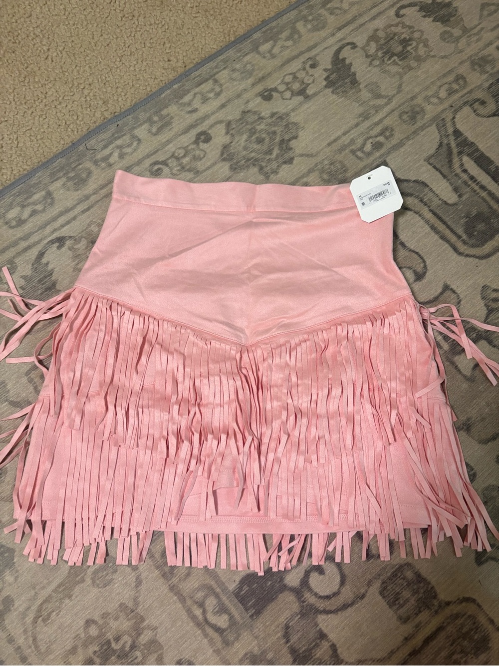 Altar'd State Pink Fringe Mini Skirt
